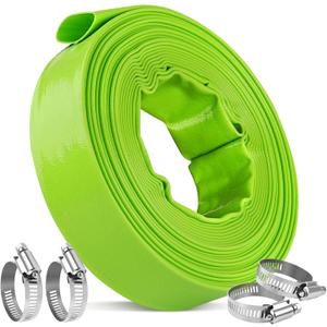 Boltigen 1-1/2'' Pool Backwash Hose, 100 Feet Heavy Duty PVC Pool Drain Hose with Clamps, Lay Flat Water Discharge Filter Pump Hose for Swimming pools, High Pressure Pool Pump Hose,  1.5" ID x 100 FT 