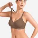 YEOREO Ease Womens Wireless Bras Push Up Full Coverage Bra No Underwire Seamless Comfortable Scalloped Supportive Bralette (L)