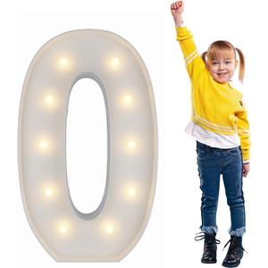 3FT Light Up Numbers Pre-Cut Frame Giant Marquee Numbers 0, Mosaic Numbers for Balloons, 20th 30th 40th 50th 60th Birthday Anniversary Decorations Party Decor