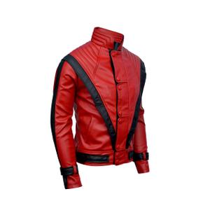 DIZLLER Party&Dance wear - D1 - Red & Black Jacket - FAUX Leather -XL (Red)
