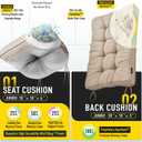 SUNROX Memory Foam Jumbo Rocking Chair Cushions, FadeShield Water Resistant Non Slip Durable Tufted Pads, Set of Seat & Back Cushion with Ties for Indoor/Outdoor Rocker, 2 Piece, Jumbo- 28"X18"/18"X18", Husk Birch