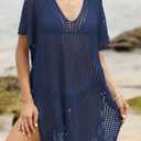 Women's Loose Swimsuit Crochet Sexy V Neck Swim Coverups Bathing Suit Bikini Cover up Vacation Summer Beach Dresses