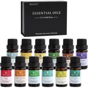 Essential Oils Set for Diffusers  12 Pack Aromatherapy Oils for Sleep, Relaxation & Focus  Lavender, Peppermint, Eucalyptus, Vanilla & More  Gift Set for Home & Office (0.03 Fl Oz (Pack of 12))