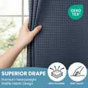 SORTTO No Hook Shower Curtain with Snap in Liner Set Waffle Shower Curtain for Bathroom Hotel Style Fabric Waterproof Inner Liner71" W x 74" H, Navy Blue
