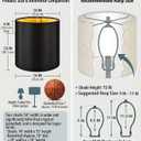 14x14x15 Inch Large Tall Drum Lamp Shades Set of 2, Premium Black Linen Light Shade with Textured Gold Lining for Floor Lamps & Table Lamps, No-Gap Seamless Design (Easy Assembly Required)