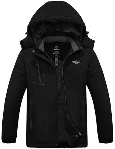 Wantdo Women's Mountain Waterproof Fleece Ski Jacket Windproof Rain Jacket, Large, Black