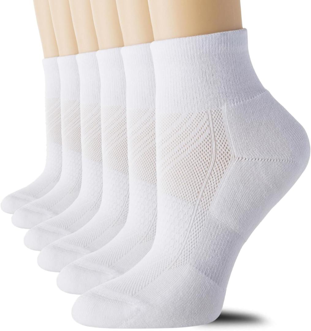 CS CELERSPORT 6 Pairs Women's Running Ankle Socks Athletic Sport Socks Cushioned S