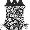 BFUSTYLE Girls One Piece Swimsuit Cute Striped Bathing Suit Hawaii Swimwear 6-17 Years