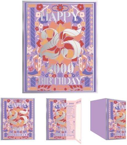 qiqee 2025 25th Birthday Greeting Card, 25 Years Old Birthday Gift Card,Memory Back In 2000（Envelope), Set of 6
