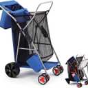 DoubleFill Beach Cart with Big Wheels for Sand Foldable Beach Buggy Wide Wheel Storage Wagon Lightweight Rust Free Aluminum Frame with Body Board Holder Removable Tote for Most Terrain