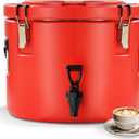 20L/5Gal Insulated Beverage Dispenser, Ice & Hot Drink Dispenser with Spout Spigot and Portable Handles,Thermal Hot and Cold Drink Server Dispenser for Restaurant Drink Shop, Red