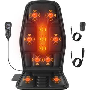 comrelax Back Massager for Chair with Heat, Chair Massager Pad for Recliner with 8 Vibration, Seat Cushion for Seniors, Office Workers & Family, Fatigue & Pain Relief in Office, Home & Travel