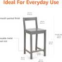 Amazon Basics Wooden Bar Stool with Backrest 24", Grey, 1 Unit, 1 Pack
