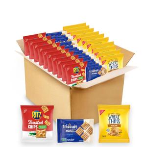Nabisco Cracker Variety Pack, RITZ Toasted Chips, Wheat Thins Snacks Whole Grain Wheat Crackers and Triscuit Minis Whole Grain Wheat Vegan Crackers, 40 Snack Packs (1.51 Ounce (Pack of 40)) Best By: 04 SEP 2026