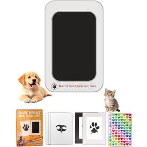 2 x Paw Print Kit for Dogs, Inkless Clean Touch 3.14.9 in, Dog Nose Print Kit with Ink Pad, Frames and Stickers, Mess-Free for Cats Puppies Kittens Memorial (Black)
