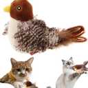 Chirping Bird Cat Toy Set,Automatic Interactive Flying Bird Toy for Cats with Flapping Wings and Realistic Sounds,Simulated Chirping Motion Activated Kitten Play Toy with Feather Tail for Cat Exercise