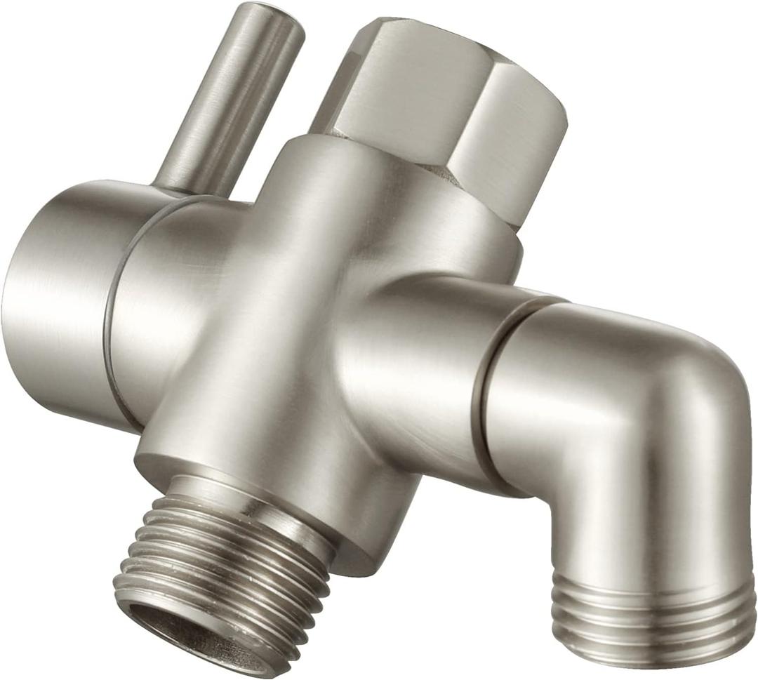 Brass Shower Arm Diverter Valve for Handheld Shower Head and Fixed Spray Head G1/2 3 Way Universal Bathroom System Component Replacement Part, Polished Chrome