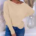 Okiwam Women's Fall Tops Cowl Neck Long Batwing Sleeve Shirts Oversized Tunic Dressy Casual Blouses 2026 Fashion Clothes (Beige, XS)