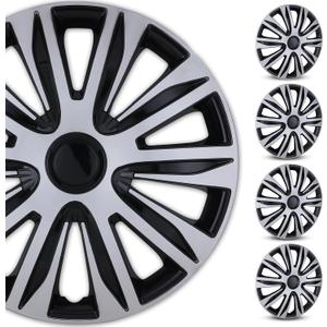 WOLFSTORM 4-Pack 15 Inches Wheel Rim Cover Hubcaps,Redesign Fashion Style Replacement Hubcaps,Car Truck SUV Hub Accessories, Silver&Black