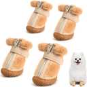 Dog Shoes for Small Dogs, Fleece Dog Boots Paw Protector for Comfort and Warmth, Dog Booties with Anti-Slip Sole for Winter Snow Hardwood Floors Walking Brown Size 2, #2 (Width 1.29 inch) for 6.6-11.0 lbs