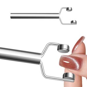 3 IN 1 Cat Eye Nail Magnet Y-Shaped Double Head Magnetic Cat Eye Gel Polish Multifunctional Nails Design Tools Powerful Force Magnet Portable Handheld for Salon Studio Home Manicure (Silver)