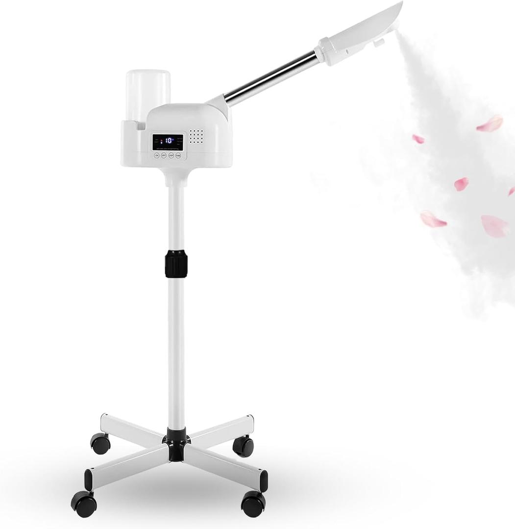 Professional Facial Steamer On Wheels for Esthetician, Touch Screen Vaporizador Facial Steamer with Hot Mist&Timer Function, Spa and Home Use