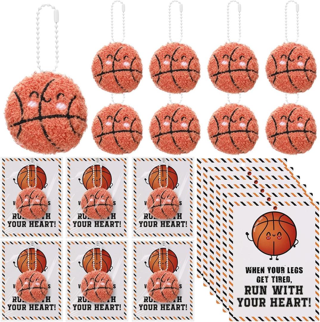 Jenaai 20 Set Basketball Gift Plush Keychain with Inspirational Cards Sport Decoration Basketball Goodie Bag Stuffers for Prize Team Coach Adults Players Lover Valentines day