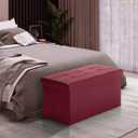 COSYLAND Ottoman Bench with Storage 30x15x15 inches White Ottoman for Room Folding Leather Footrest Footstool Rectangle Collapsible Furniture with Lid for Bedroom Living Room Burgundy