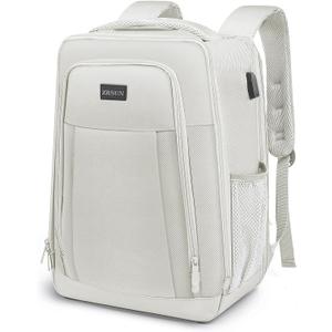Travel Backpack, Business Anti Theft Slim Sturdy Laptops Backpack with USB Charging Port, Water Resistant College School Laptop Bag for Men & Women Fits 15.6 Inch Notebook (Beige)