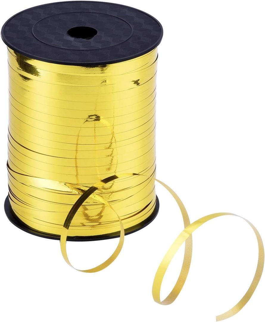 Outus 3/ 16 Inch Crimped Curling Ribbon Balloon Ribbon Spool 500 Yard for Balloons or Gift Wrapping (Metallic Gold)