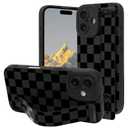Lovmooful for iPhone 16 Case Cute Checkerboard Plaid-Black