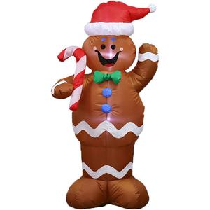 5ft Gingerbread Man Christmas Inflatable Yard Decoration for Christmas Party Decorations Indoor/Outdoor Decor/Lawn Decoration/Xmas Decorations