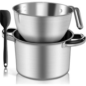 Large Double Boiler Pot Set,3500ML/3.1QT Mixing Bowl for Chocolate Melting, 5000ML/ 4.5QT 304 Stainless Steel Pot With Silicone Spatula for Melting Chocolate, Candy, Candle, Soap, Wax
