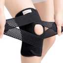 Galvaran Knee Brace with Side Stabilizers for Meniscal Tear Knee Pain ACL MCL Arthritis Injuries Recovery, Breathable Adjustable Knee Support for Men and Women (Black, XXL)