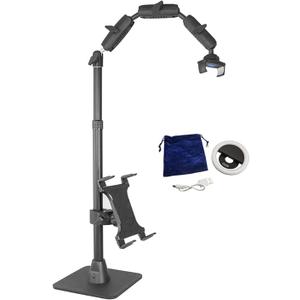 ARKON Mounts Phone Holder Full Kit - Adjustable Overhead Arm Cell Phone Table Top Stand and Tablet Mount with Ring Light - Professional Holders for Horizontal or Vertical Filming