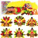 80UncleKimby 16Pcs Thanksgiving Crafts - Fall Turkey DIY Felt Art Kits Bulk for Party