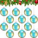 12 Pcs Christmas Glass Ball Ornament, World Globe Christmas Ornaments, Planet Gold Leaf Glass Ball Hanging Ornaments for Xmas Tree Winter Party Decoration