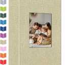 Photo Album 4x6 with 300 Pockets,Slip-in Picture Albums,Linen Cover Memory Book with Front Window,White Page Vertical Photo Book for Wedding,Family,Anniversare,Baby,Vacation (Beige)