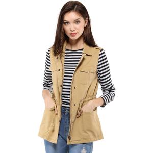 Allegra K Women's Zip Up Sleeveless Jacket Utility Anorak Outwear Cargo Vest (Large) Allegra K Women's Zip Up Sleeveless Jacket Utility Anorak Outwear Cargo Vest (Large)