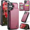 Bemal for iPhone 17 Wallet Case with Card Holder, RFID Blocking, Flip Folio Leather Kickstand for Men and Women, Durable Shockproof Protective Phone Cover, Wine Red