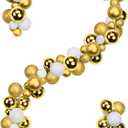 6 FEET Christmas Ball Gold Garland Ornaments Shatterproof Xmas Hanging Balls Decorations for Home Indoor Outdoor Mantel Holiday Party Wedding Tree - White & Gold