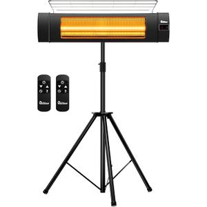 DR. INFRARED HEATER Carbon Infrared Patio Heater with Tripod, Remote Control, Optional On/Off Tip-Over Protection, Freestanding or Wall-Mounted, Black