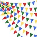 32Ft Super Mario Party Decorations Red Blue Yellow Green Carnival Circus Clown Triangle Flag Pennant Bunting Banner Fabric Garland Streamers for Kids Mario Birthday Baby Shower Outdoor Garden Decor