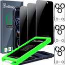 Ferilinso Privacy Screen Protector for iPhone 17 Pro Max, Tempered Glass
3 Pack, 9H Hardness, Military-Grade Shatterproof, Case Friendly, Easy Installation Bubble Free, with Camera Lens Protectors