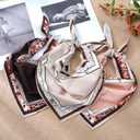 AWAYTR Women Triangle Head Scarf 3Pcs Tie Back Hair Bandanas for Women with Metal Studs - Head Coverings Cute Headscarf (Solid Colors - Khaki + Brown)
