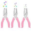 UCEC 3 Pack Metal Handheld Small Hole Punch, Paper Punches for Crafting, Mini Hole Punch Set of School Supplies with Soft-Handled for Circle Holes for DIY Craft Tags Scrapbook Tool (Pink)