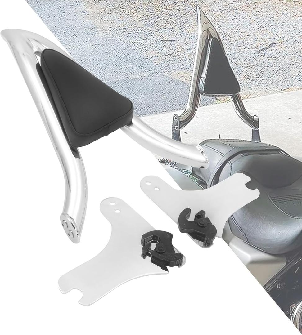 HDBUBALUS Motorcycle Detachable Rear Passenger Backrest Sissy Bar Rear Backrest Cushion Fit for Harley Touring Road King Road Glide Street Glide 1997-2008 Chrome