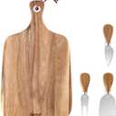 hecef Upgrade Bigger Cheese Board set of 4, a Acacia Wood Cheese Plate and 4 Pcs Knives, Charcuterie Platter Serving Tray for Appetizers, Feast, Housewarming, Cheese Serving