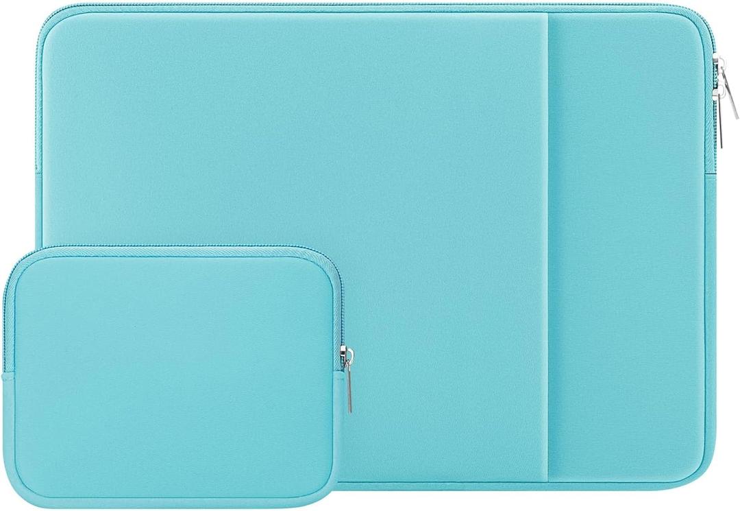 RAINYEAR 15.6 Inch Laptop Sleeve Protective Case Soft Carrying Zipper Bag Cover with Front Pocket & Accessories Pouch, Compatible with 15.6" Notebook Computer Chromebook (Blue)