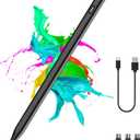 Stylus Pen for Android Tablet, Pom Tip Tablet Pencil for iOS/Android,Rechargeable Active Stylus Pen for iPhone/Samsung/XiaoMi/Huawei/Vivo/Lenovo/Pixel and Other Android Smartphones and Tablets-Black